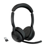 Jabra Evolve2 55 UC Stereo Wireless Headset with USB-A Adapter & Charging Stand – Black