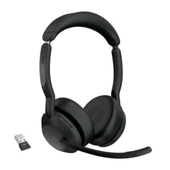 Jabra Evolve2 55 UC Stereo Wireless Headset with USB-A Adapter & Charging Stand – Black